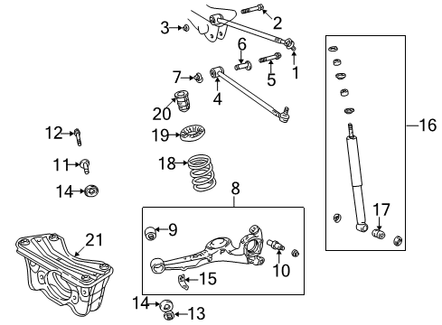 1997 Toyota RAV4 Rear Suspension Components, Lower Control Arm, Upper Control Arm Adjust Cam Diagram for 48409-42011