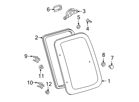 2000 Toyota Tacoma Side Glass Retainer Diagram for 62735-35010