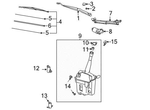 2007 Toyota Matrix Wiper & Washer Components Blade Assembly Stiffener Diagram for 85224-AA040
