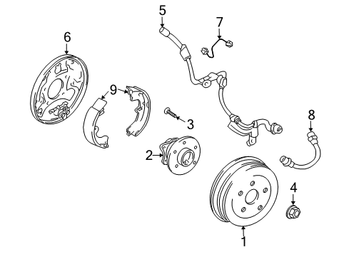 2003 Toyota Matrix Brake Components Hub & Bearing Bolt Diagram for 90942-02078