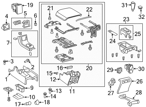2012 Toyota Tundra Console Console Screw Diagram for 90159-50105
