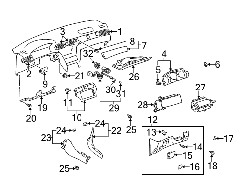 2005 Lexus ES330 Cluster & Switches, Instrument Panel Switch Cover Screw Diagram for 90119-06166