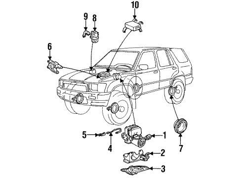 1994 Toyota 4Runner ABS Components Sensor, Speed, Rear RH Diagram for 89545-35010
