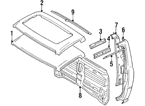 1991 Toyota Pickup Cab Assembly, Glass Roof Panel Diagram for 63111-89118