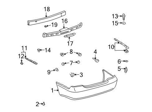 2006 Toyota Camry Rear Bumper Side Support Diagram for 52563-33010