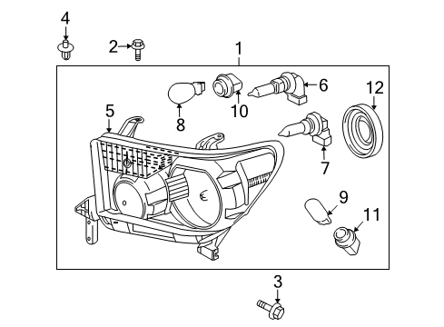 2008 Toyota Sequoia Headlamps Composite Assembly Diagram for 81150-0C051