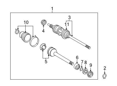 2003 Toyota Sienna Drive Axles - Front Axle Assembly Diagram for 43410-08020