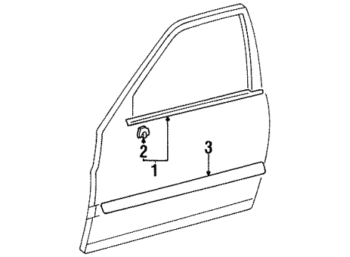 1996 Toyota Tercel Exterior Trim - Front Door Body Side Molding Diagram for 75732-16680-B0