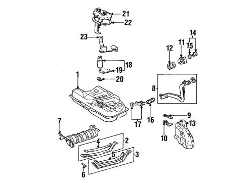 1997 Toyota Avalon Fuel Supply Fuel Pump Assembly Diagram for 23220-20020