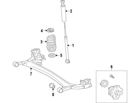 2014 Toyota Yaris Rear Axle, Suspension Components Shock Absorber Diagram for 48530-52G20