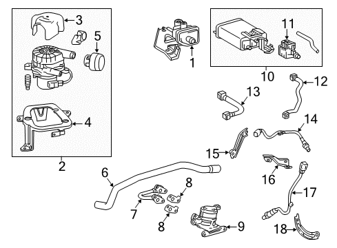 2016 Toyota Tacoma A.I.R. System Air Injection Reactor Pump Diagram for 17610-0C050