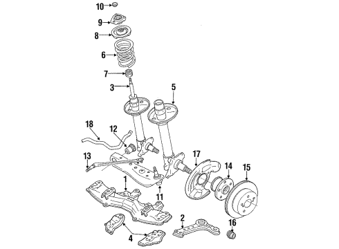 1989 Toyota Cressida Front Brake Components Upper Support Diagram for 48609-22070