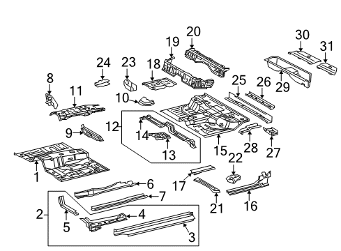 2014 Toyota Tacoma Cab - Floor Floor Reinforcement Diagram for 57509-04040