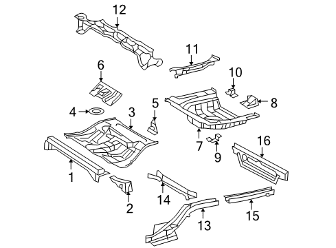 2009 Toyota Camry Rear Body - Floor & Rails Center Floor Pan Diagram for 58211-33160