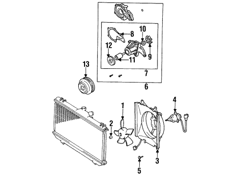 1996 Toyota Corolla Water Pump, Cooling Fan Gasket, Water Pump Cover Diagram for 16124-16050