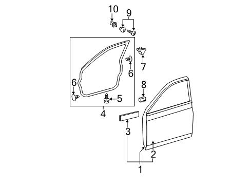 2011 Toyota Avalon Front Door Lining Diagram for 67813-44010