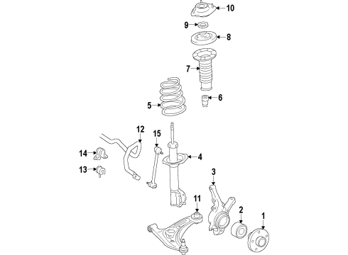 2012 Scion iQ Front Suspension Components, Lower Control Arm, Stabilizer Bar Hub Diagram for 43502-52030
