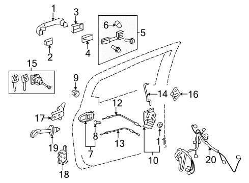 2017 Toyota Yaris Front Door Lock Assembly Diagram for 69030-0D530