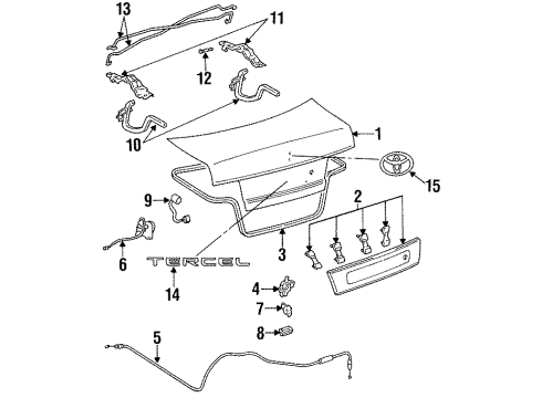 1993 Toyota Tercel Trunk Luggage Compartment Door Lock Assembly Diagram for 64610-16062