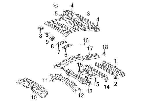 2003 Toyota RAV4 Rear Body Panel, Floor & Rails Rear Crossmember Diagram for 57607-42050