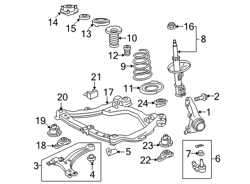 2011 Toyota Venza Front Suspension Components, Lower Control Arm, Stabilizer Bar Ball Joint Diagram for 43330-09780
