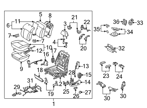 2006 Lexus GS430 Front Seat Components Adjust Cover Diagram for 71876-60170-B6