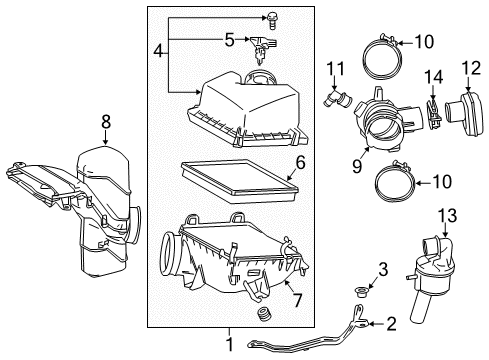 2016 Lexus RX350 Filters Air Cleaner Assembly Diagram for 17700-0P240