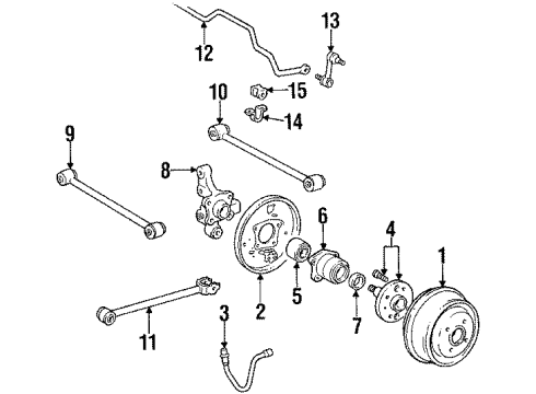1993 Toyota Celica Rear Suspension Components, Stabilizer Bar Bushings Diagram for 48818-20190