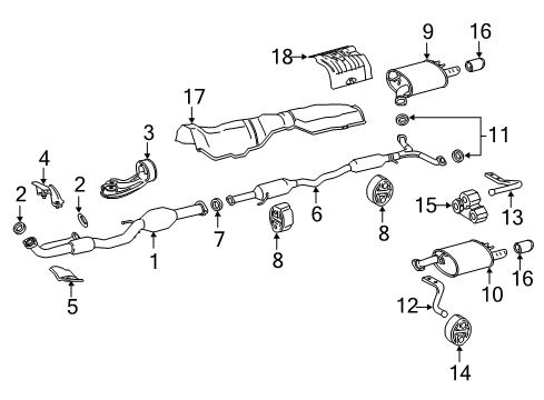 2019 Toyota Camry Exhaust Components Muffler Diagram for 17430-F0010