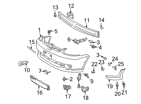 2004 Toyota Echo Front Bumper Lower Grille Diagram for 53112-52080