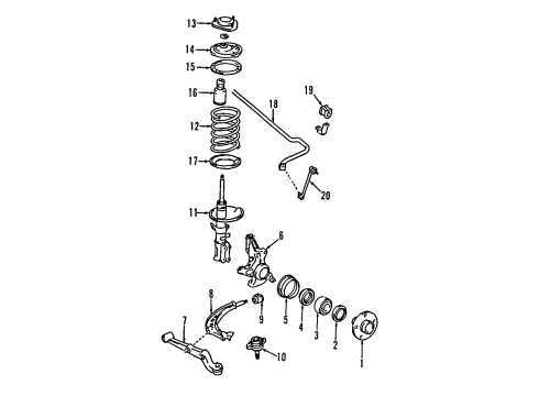 1992 Toyota Previa Front Suspension Components, Lower Control Arm, Stabilizer Bar Spring Mount Diagram for 48609-28010