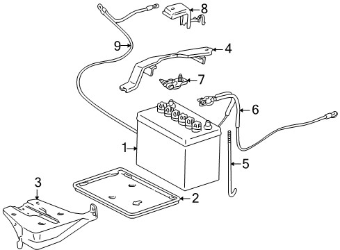 2000 Toyota Corolla Battery Tray Diagram for 74431-12080
