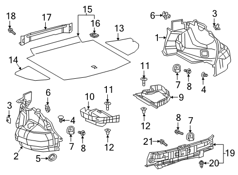 2021 Lexus ES300h Interior Trim - Rear Body Trunk Side Trim Retainer Diagram for 90530-18005