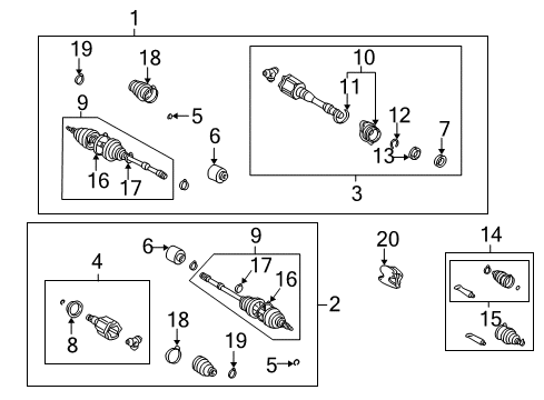 2003 Toyota Highlander Drive Axles - Front Shaft Bearing Housing Diagram for 43045-64020