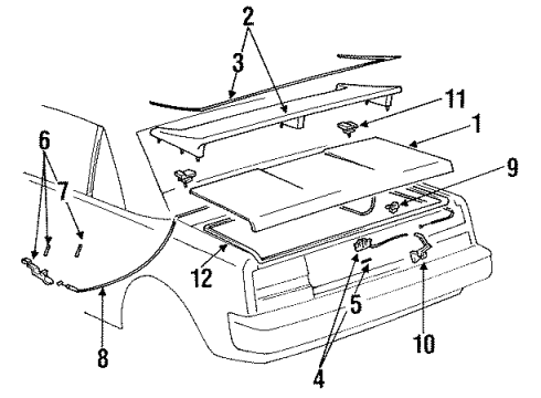 1985 Toyota MR2 Trunk Lid - Lid & Components Lock Diagram for 64610-17010