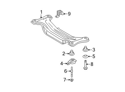2013 Toyota Venza Crossmembers & Components - Rear Suspension Crossmember Diagram for 51206-06104