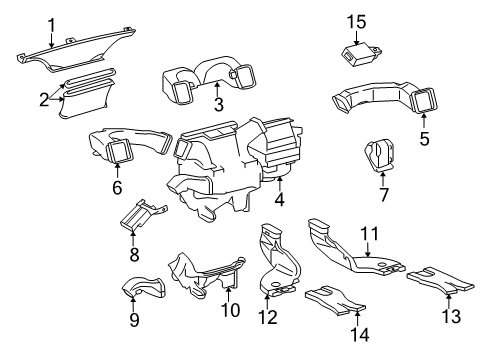2009 Toyota Tacoma Air Conditioner Air Outlet Diagram for 87216-04010