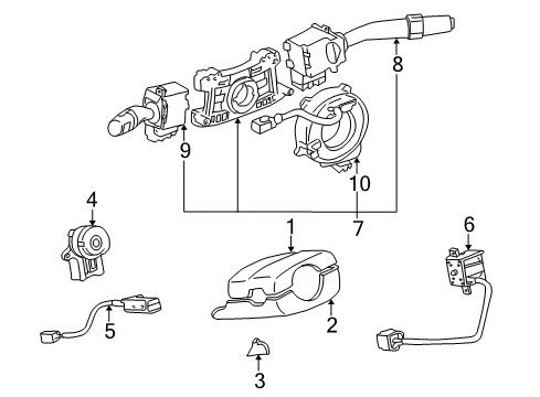 1999 Toyota Solara Shroud, Switches & Levers Cover, Steering Column, UPR Diagram for 45286-06050-B0