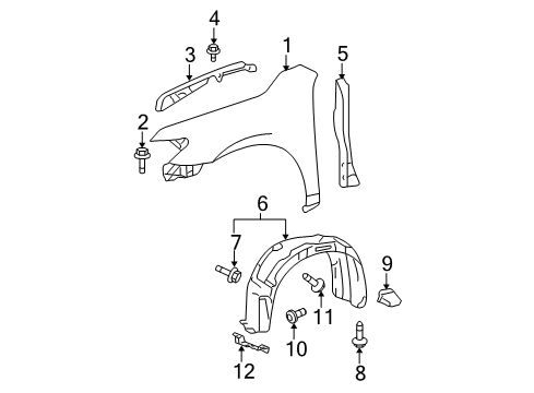 2011 Toyota Camry Fender & Components, Exterior Trim Opening Extension Diagram for 53852-06010
