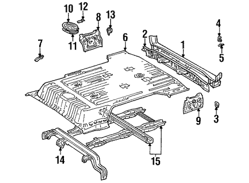 1995 Toyota Land Cruiser Rear Body Panel, Floor & Rails Crossmember Assembly Diagram for 57606-60061