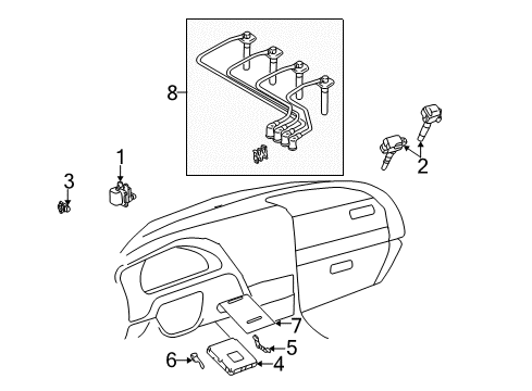 1998 Toyota Corolla Ignition System Cover, Engine Control Computer Diagram for 89279-02050