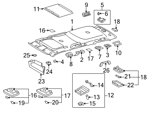 2022 Toyota Sequoia Interior Trim - Roof Map Lamp Bulb Diagram for 90084-81002