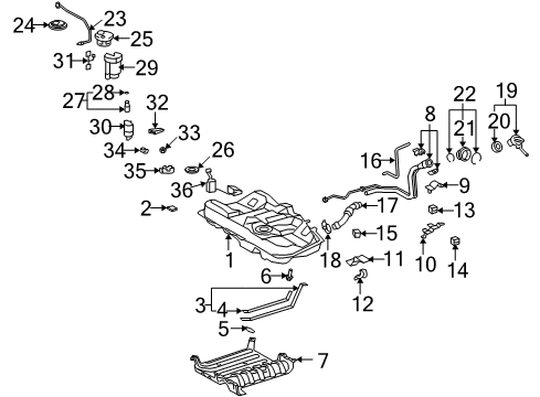 2007 Lexus ES350 Fuel Injection Fuel Rail Diagram for 23807-0P040