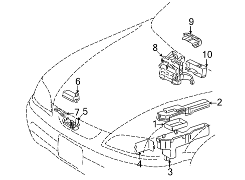 1998 Lexus ES300 Electrical Components Upper Cover Diagram for 82672-06010