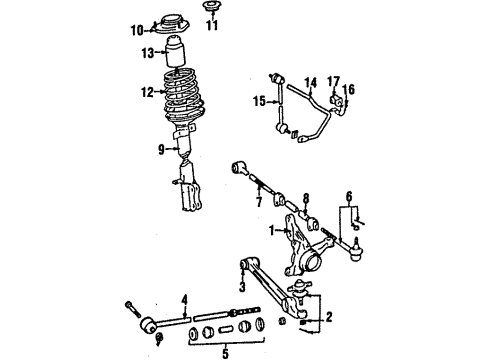1985 Toyota MR2 Rear Suspension Components, Lower Control Arm, Stabilizer Bar Arm Assembly Rear Suspension No.2 Diagram for 48709-17010