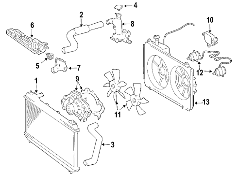 2006 Toyota Sienna Cooling System, Radiator, Water Pump, Cooling Fan Upper Hose Diagram for 16571-AA021