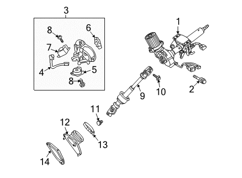 2014 Toyota Venza Ignition Lock Intermed Shaft Diagram for 45220-0T010