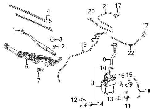 2021 Lexus RX450hL Wipers Front Washer Pump Diagram for 85330-0E031