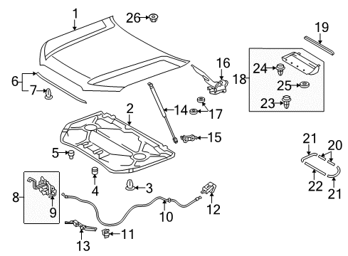 2022 Toyota 4Runner Hood & Components, Exterior Trim Scoop Nut Diagram for 90179-05102