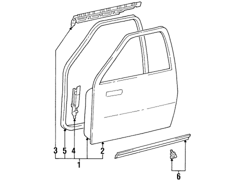 1994 Toyota T100 Door & Components Weatherstrip Retainer Diagram for 67867-34010